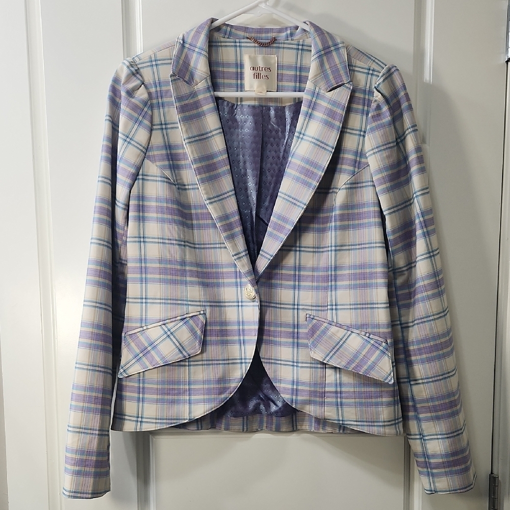 Autres Filles Plaid Blazer in Pastel Colors Medium